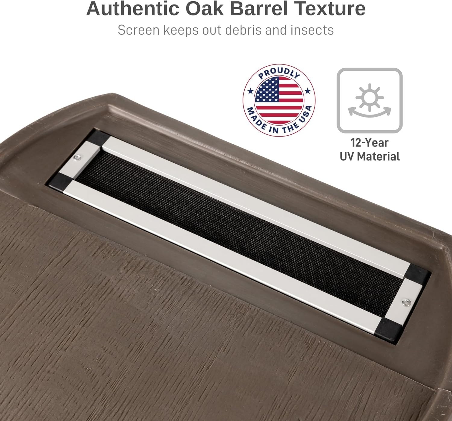 50-Gallon Rain Barrel with Brass Spigot, Walnut Color