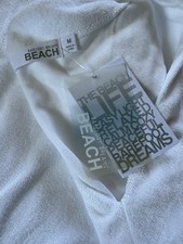 Barefoot Dreams Cozy Terry Caftan White Medium Swimsuit Coverup Dress NWT