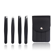 4X Edelstahl Pinzetten Set, Augenbrauen Pinzetten Set, Gerade SchräGe Spitze Zup