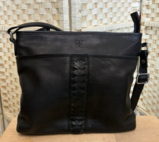 LAKELAND BLACK LEATHER SHOULDER BAG HAND BAG ZIP ADJUSTABLE STRAP SAN6