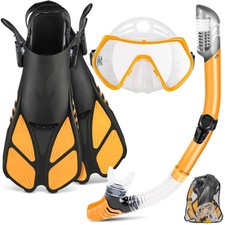 ZEEPORTE Mask Fin Snorkel Set with Adult Snorkeling Gear, Panoramic View Divi...