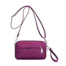 Multi-Zipper Crossbody Handbag Purse, Women's Nylon Wristlet Mini Crossbody B...