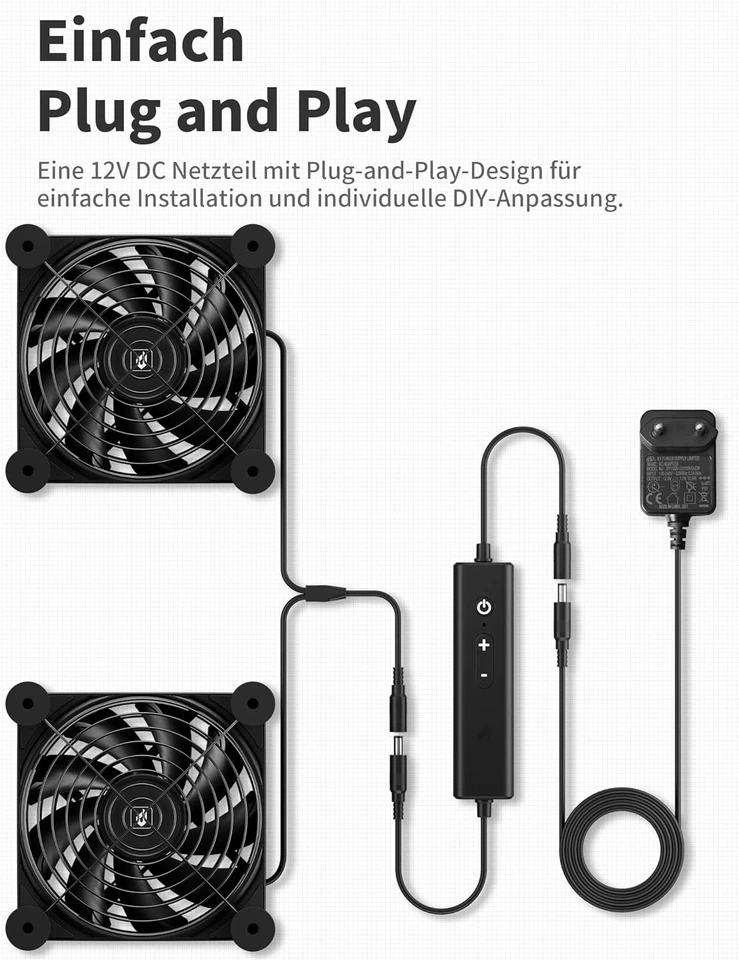 upHere gaming AC 220V PC Lüfter,120 x 25mm Lüfter PC,Dual Kugellager mit 5 Einst - Bild 2 von 4