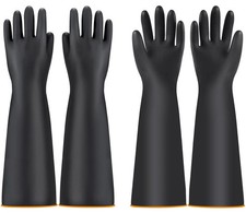 2 Pairs 22" Heavy Duty Latex Gloves Long Rubber Gloves Long Sleeve Chemical G...