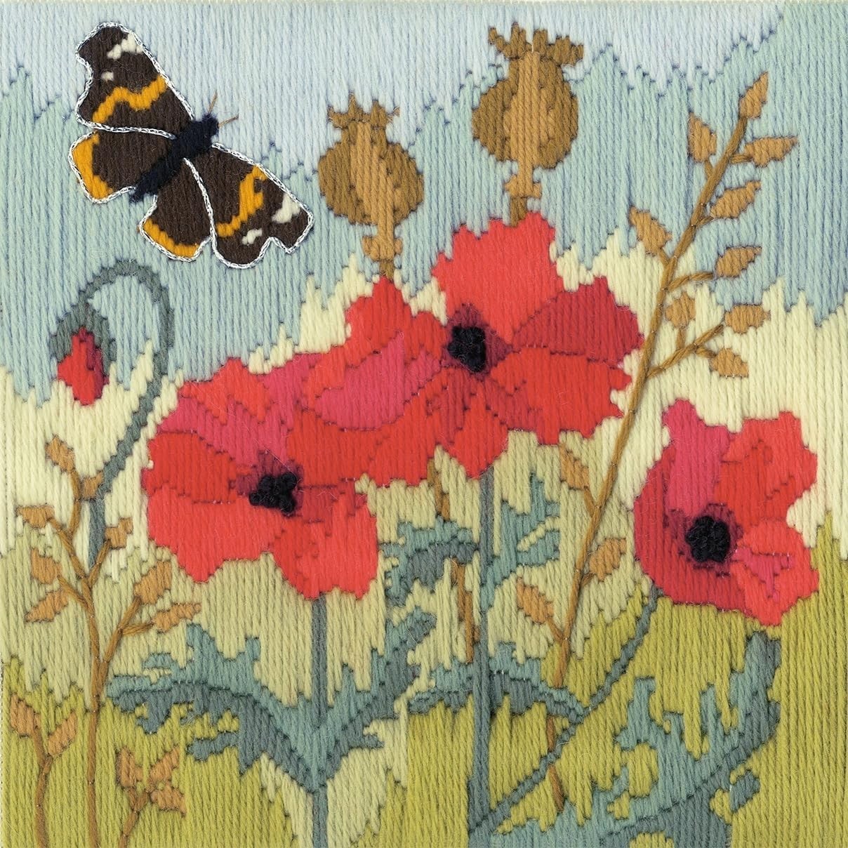 Derwentwater Designs Long Stitch Kit - Red Poppies, Poppy