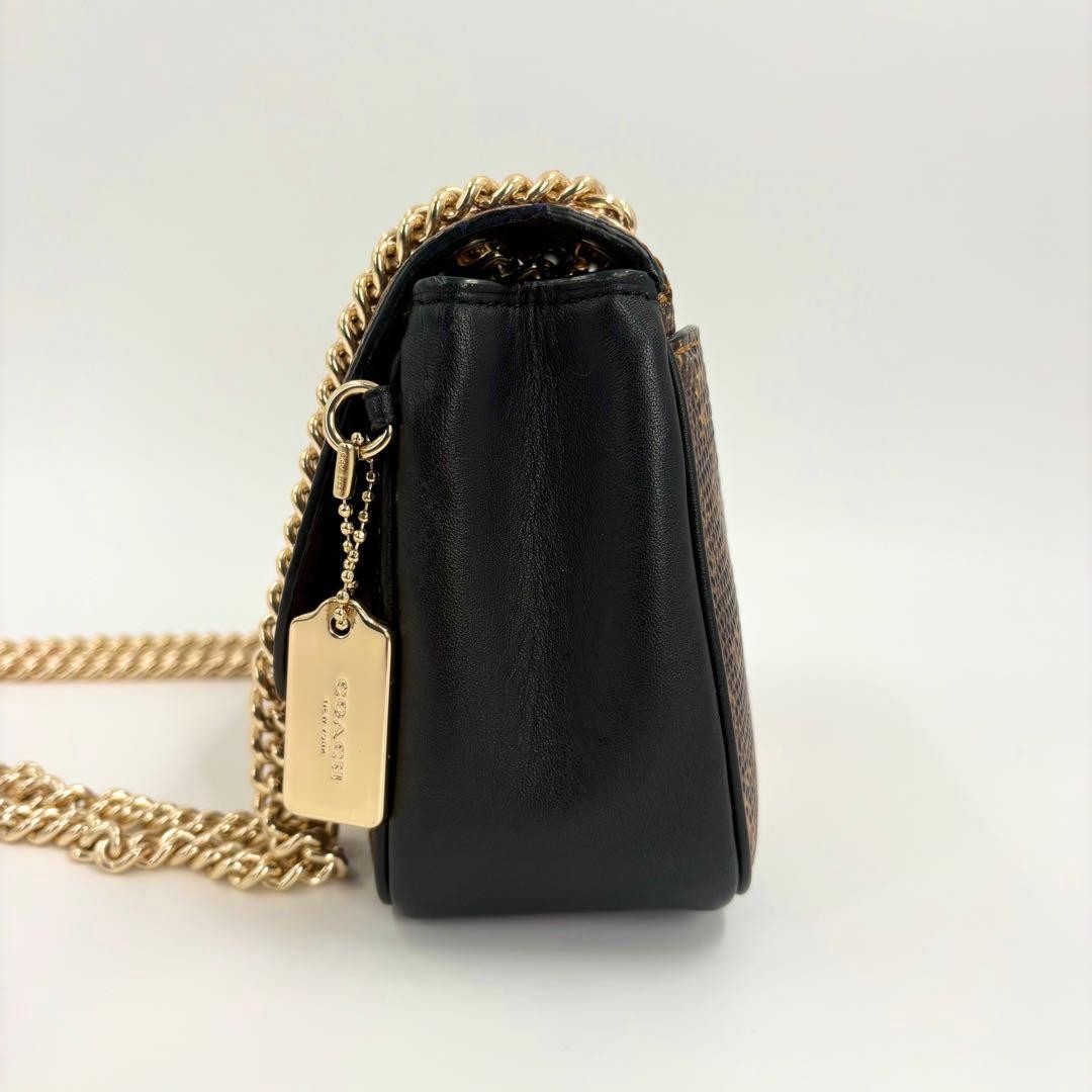 COACH Python Embossed Leather Shoulder Bag Brown … - image 3