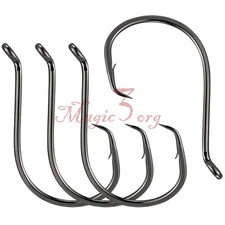 50/100pcs Strong Circle Hooks Offset Turned Up Eye Sea Fishing 1/0 2/0 3/0 4/0 