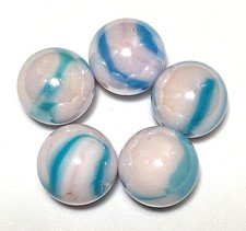Original Jellyfish 16mm Glass Mega Marbles Vacor Pk 5 Pale Pink w Blue Pre 2010