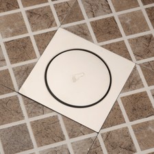 6" Square Deodorize Floor Drain Brushed Nickel Tile Insert Bathroom Waste Drain