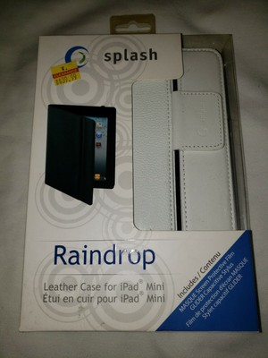 Splash Raindrop White Leather Case For iPad Mini Includes Masque Screen 
