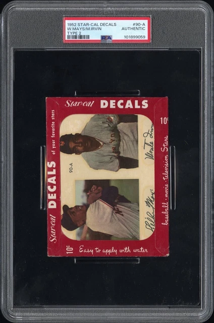 1952 Star-Cal Aufkleber #90-A Willie Mays Monte Irvin TYP 2 PSA authentisch