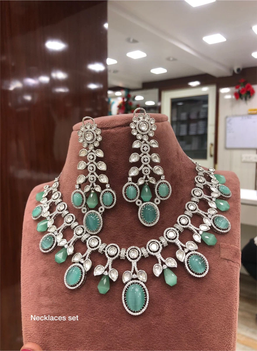 Kundan online silver necklace