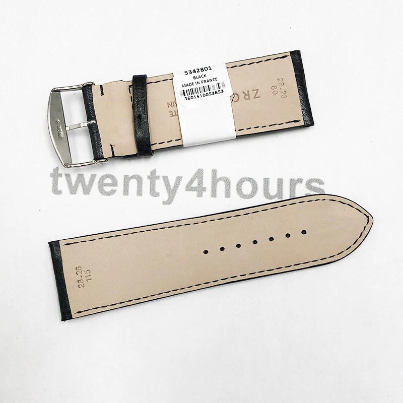 Correa de reloj ZRC genuina de cuero de becerro Texas negra talla 28 mm con costuras a juego Foto 2 de 3