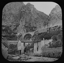 Photo PONT SAINT LOUIS MENTON FRANCE C1890 ANTIQUE Magic Lantern Slide