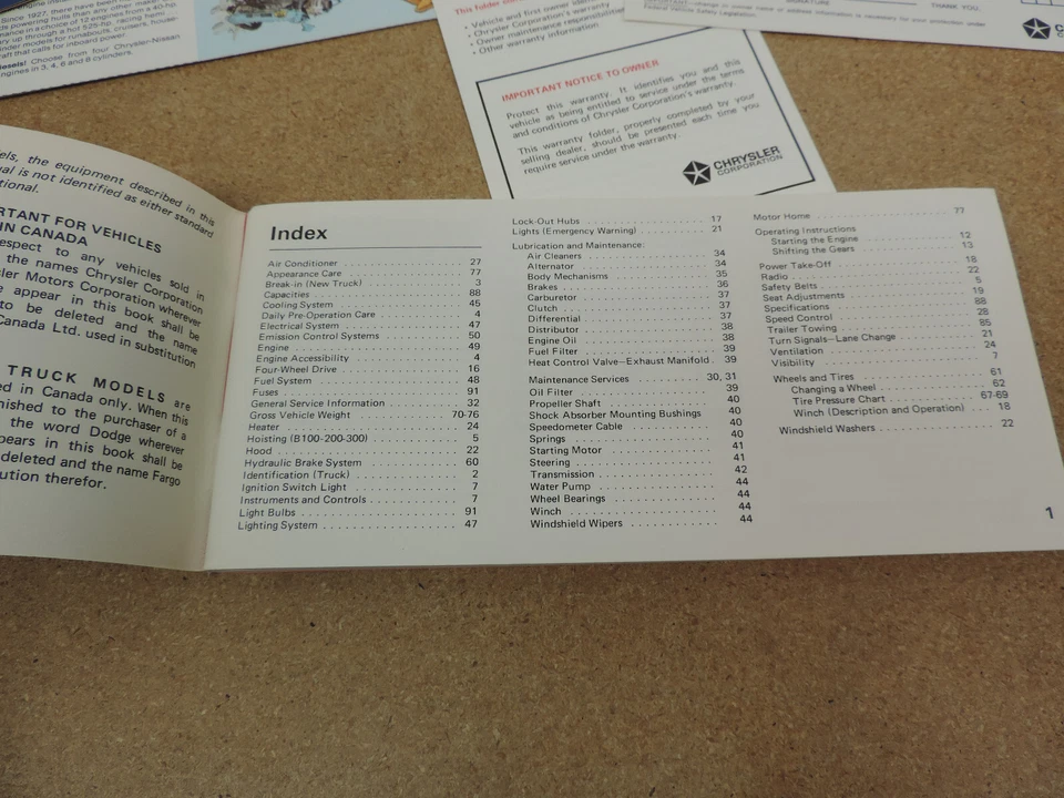 Dodge Pickup Truck 100 200 300 D 1971 W manual del propietario original Foto 2 de 4