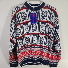 Vintage Hot Cashews Women's Sweater Rose Hearts NWT M 80s 90s