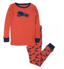 NWT Leveret Boys Size 4 Years Cement Truck Two Piece Cotton Pajamas Orange Blue