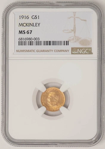 1916 $ McKinley Gold Dollar MS67 NGC 946699-1