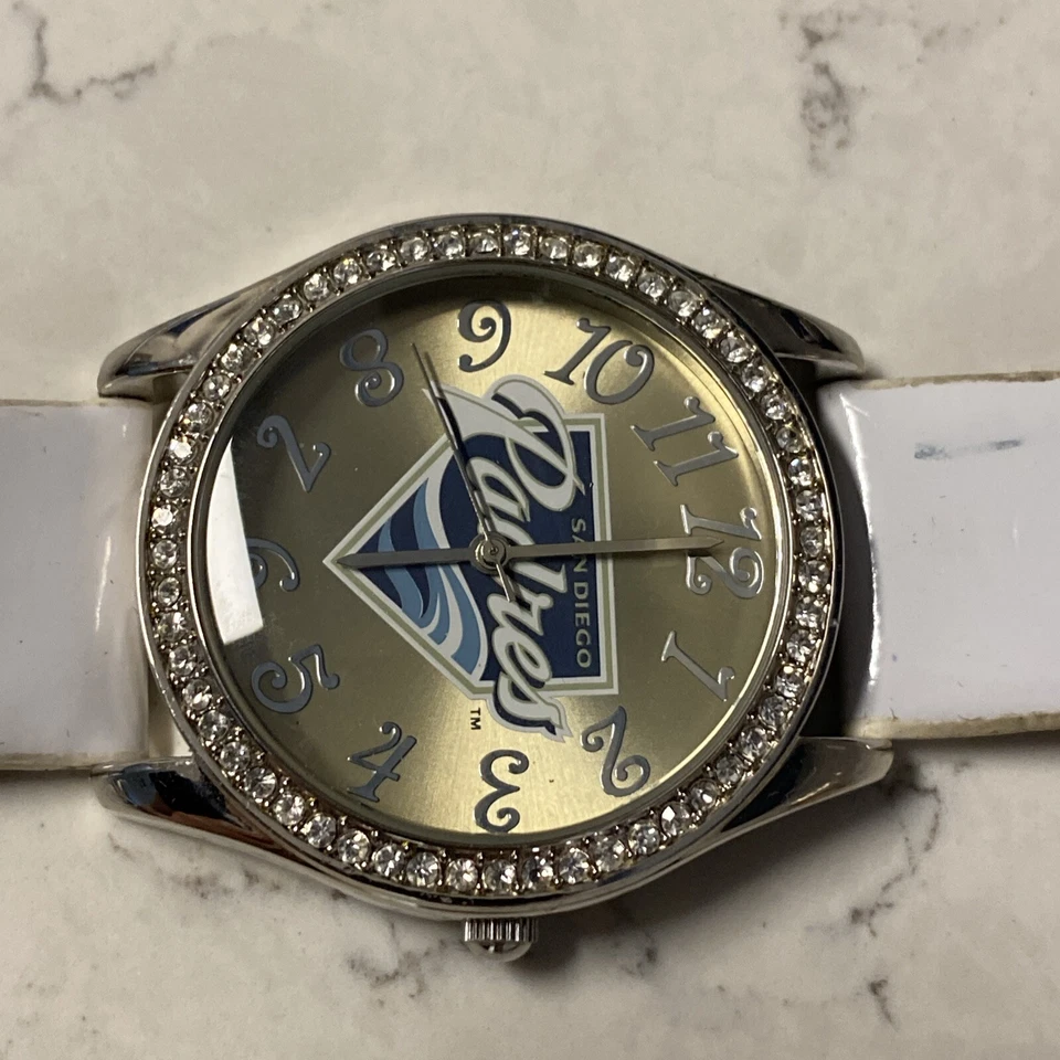 San Diego Padres Womens Watch Glitz Series Game Time MLB White Strap Needs Batt. - Image 3 of 4