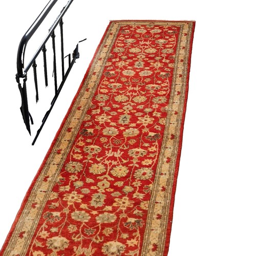 Fleur De Lis Living Custom Size Runner Rug Red Oriental Medallion Slip Resistant Backing Low Pile Rug Runners By Feet W004974968