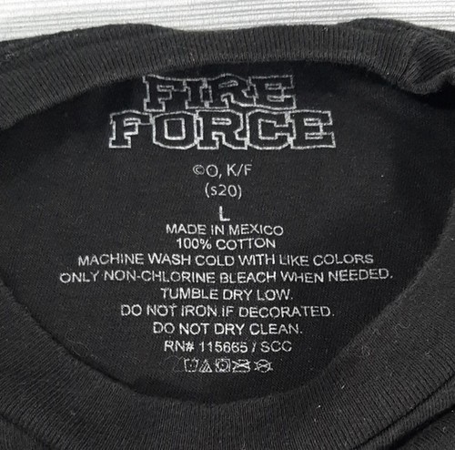 Fire Force Group Kanji Anime Men's Black Blue T-Shirt Size Large - Picture 2 of 4