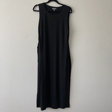 Neiman Marcus Black Overlay  Stretchy Midi Dress Size L LagenLook Easy