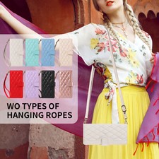 For iPhone 16 Pro Max 14 11 XR Magnetic Wallet Phone Cover With Crossbody Strap