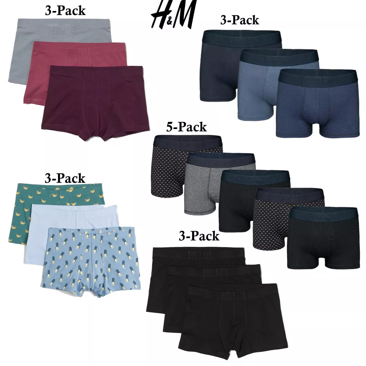 H M Men s Boxer Shorts Multipack Bundle Underwear Cotton Stretchable Underpants