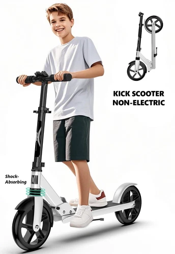 Foldable Kick Scooter Adjustable for Teens Adult Big Wheels No Assembly Unisex