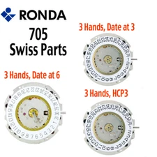 Harley Ronda 705 Quartz Watch Movement, 3 Hands, Date at 3 or 6 (Swiss Parts)