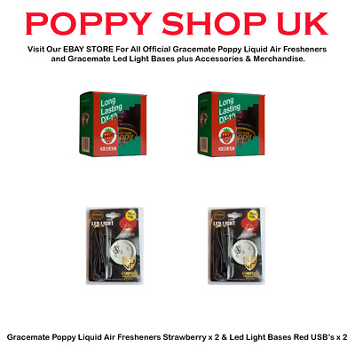 Gracemate Mohn Erdbeere Air Fresh x 2 & 2 rote USB LEDs KOSTENLOSER VERSAND AM NÄCHSTEN TAG