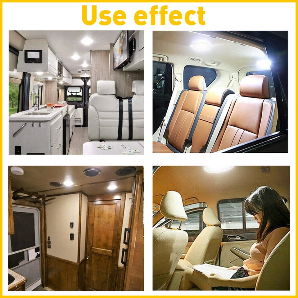 LUZ DE LECTURA CÚPULA REDONDA ACCESORIO DE TECHO LED 12v para autocaravana remolque marino EE. UU. Foto 4 de 4
