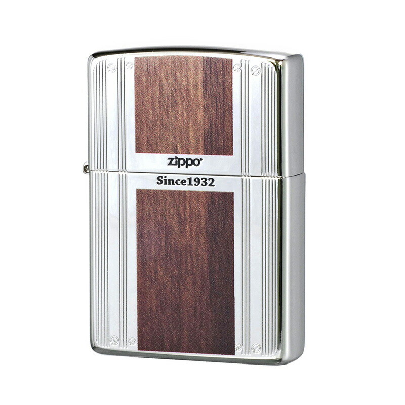 Zippo Oil Lighter 2Ni-Wline Wood Line Nickel Plated Etching Print Finish Double--image