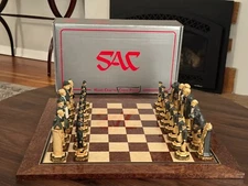 Studio Anne Carlton Sherlock Holmes Chess Piece Set Hand Painted with Board