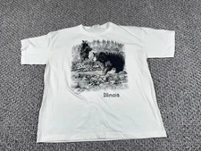 VTG Illinois Scenic Nature Bear T-Shirt Adult Large White Springhill Print