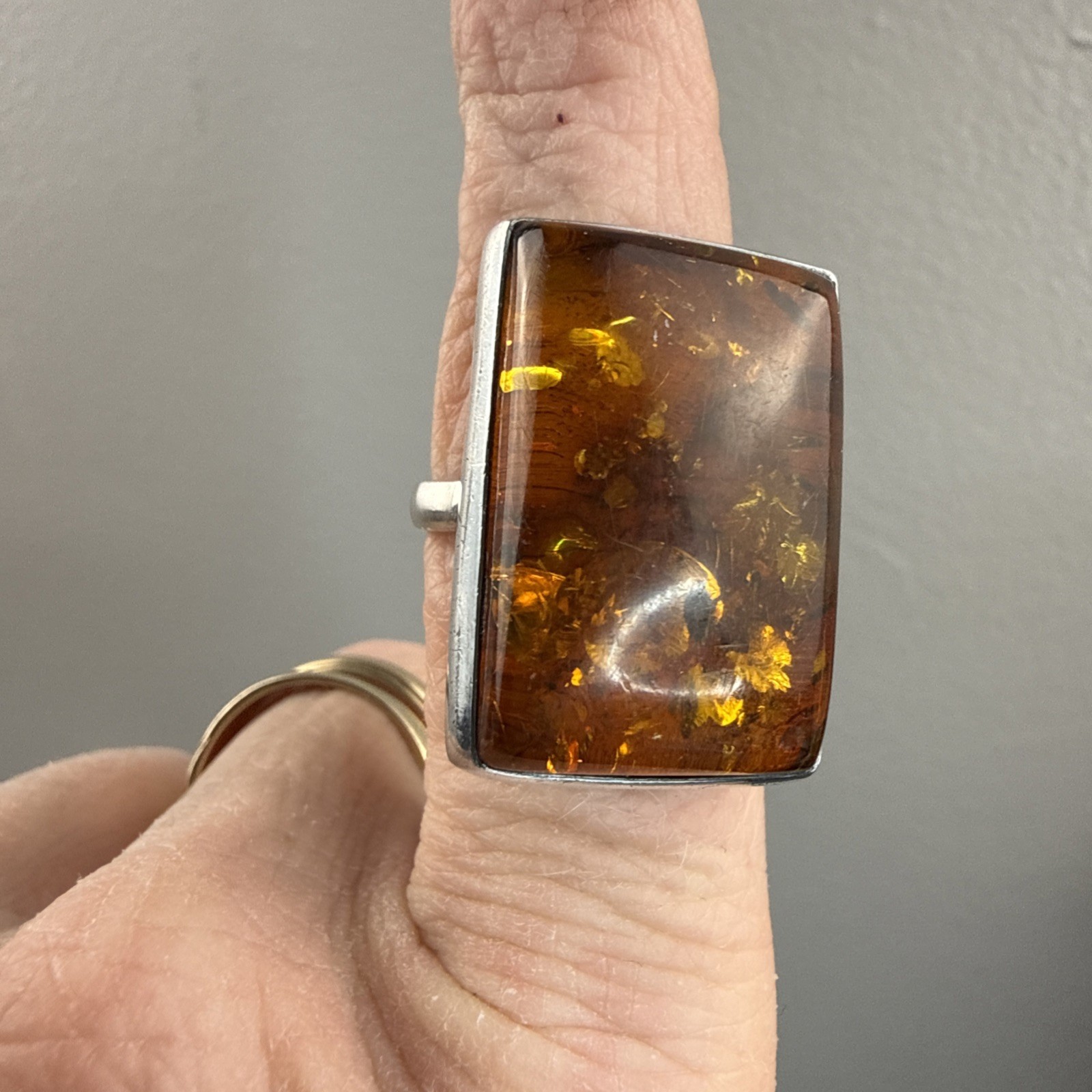 Rectangular Natural Baltic Amber Sterling Silver … - image 14