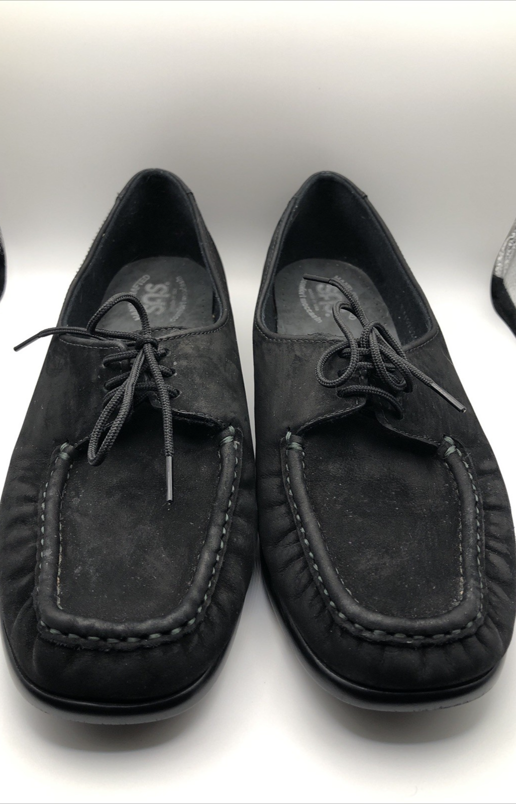 SAS Shoes Womens 8.5 M Black Nubuck Leather Hand Crafted Petra Comfort Moccasin