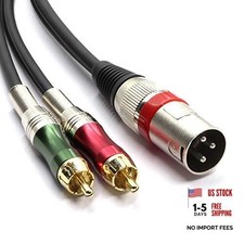 15FT XLR Male to 2 x Phono RCA Plug Adapter Y Splitter Patch 4.5m 1XLR-2RCA