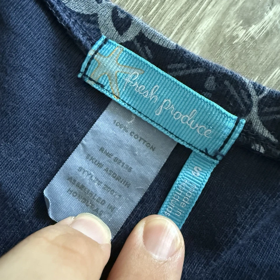 Fresh Produce 海军蓝棉质热带花卉短袖 T 恤连衣裙 S 码 — 第 2/4 张图片