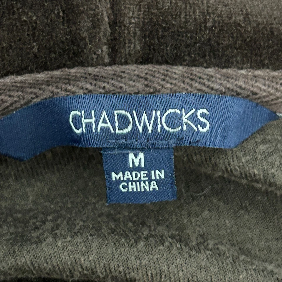 Chadwicks 连帽衫女式 M 棕色丝绒拉链长袖口袋休闲舒适 — 第 2/4 张图片