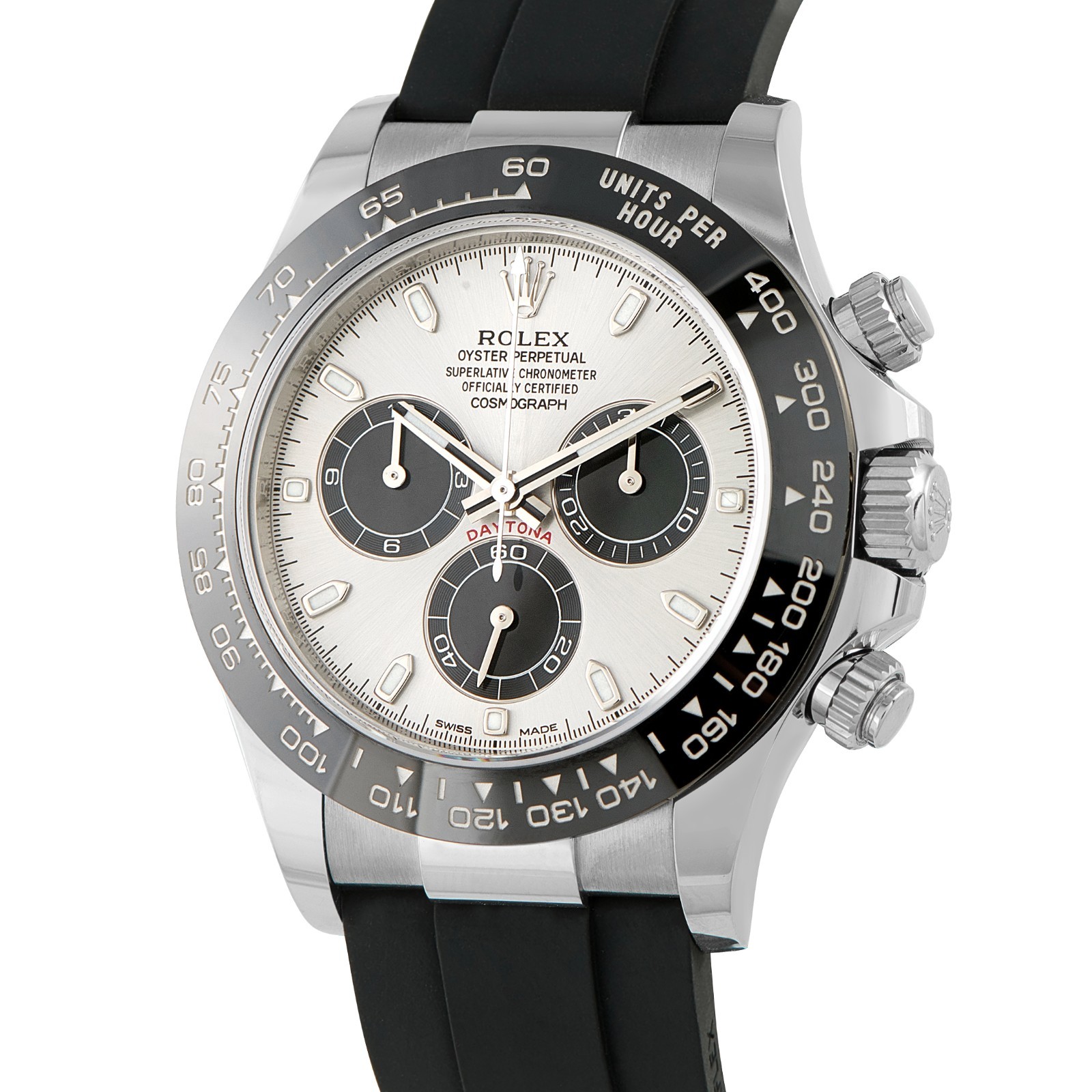 Rolex Cosmograph Daytona Ghost Silver 116519LN Black Rubber Strap Watch Full Set