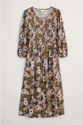 Seasalt Meadowsweet Dress UK 18 Pattern Flower Grain Pockets NEW w Tags