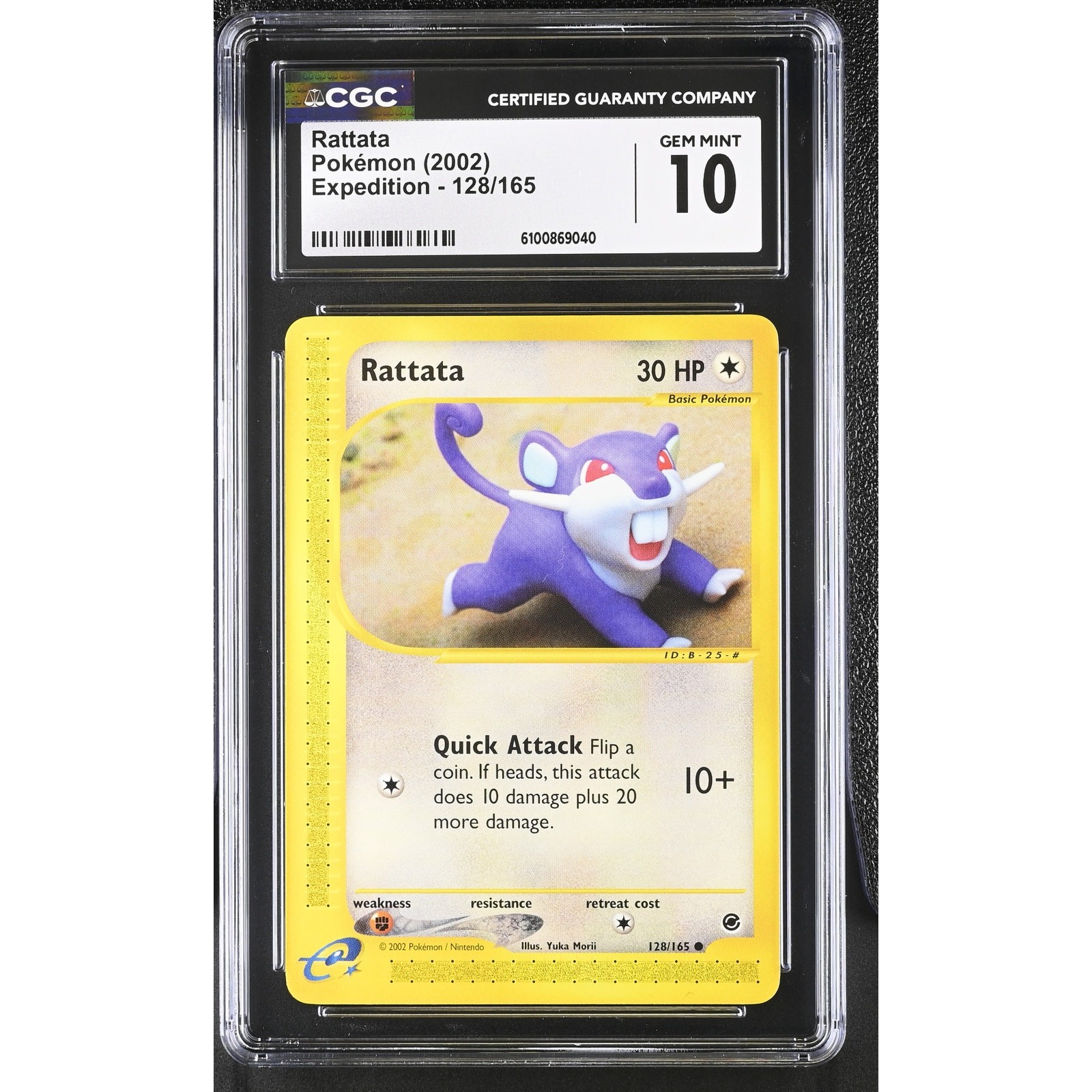 CGC 10 GEM MINT Rattata 128/165 Pokémon Expedition Non Holo Graded Card (PSA)