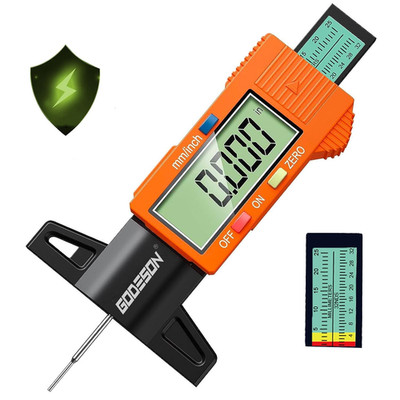 Digitaler Reifenprofiltiefenmesser UK, Reifentiefenmesser 0-25,4 mm/Zoll, großer LCD Di