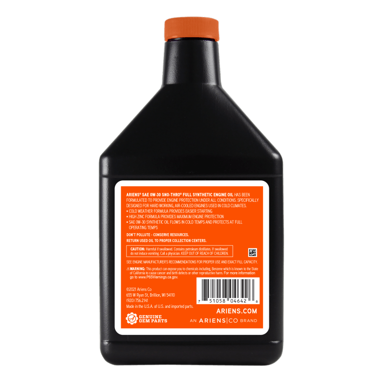 Genuine Ariens 00077600 SAE 0W-30 Extreme Cold Engine Oil 20oz for