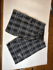 Vintage Billabong Board Shorts Mens 38 Black Geometric Drawstring Beach Surf