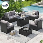 Outdoor Patio Furniture Set with 44'' Fire Pit Table, 7 Pcs Outdoor Sectional wi
