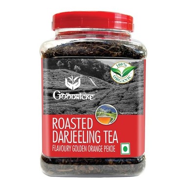 GOODRICKE Roasted Organic Darjeeling Tea Jar 250gm Flavoury Golden Orange Pekoe