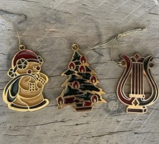 3 Stained Glass Christmas Tree Ornaments