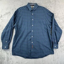 Vtg Tommy Hilfiger Plaid Shirt Men Blue Green Long Sleeve Flannel Size 16 - 34